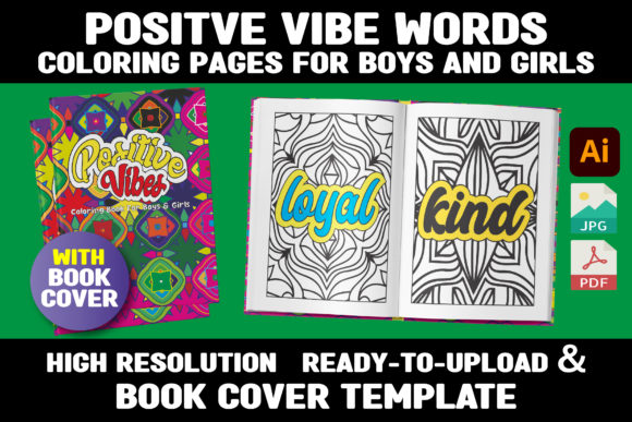 Download Positive Vibe Words Coloring Book +Cover - Cover Collection